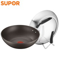 苏泊尔 SUPOR 火红点4代钛金刚无油烟30cm不粘炒锅可立盖PC30HA1