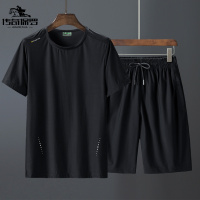 传奇保罗(CHUANQIBAOLUO)夏季薄款230斤短袖短裤健身运动套装宽松冰丝T恤男200号240斤