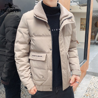 传奇保罗(CHUANQIBAOLUO)2021新款秋冬季棉衣男休闲加厚棉服翻领短款夹克羊羔绒外套男式