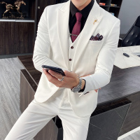 传奇保罗(CHUANQIBAOLUO)四季西服套装男士青年韩版修身帅气休闲正装新郎结婚潮流小西装三件套