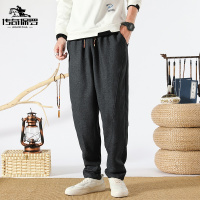 传奇保罗(CHUANQIBAOLUO)中国风棉麻唐装中式休闲长裤子男松紧腰宽松秋居士汉服禅修 中腰