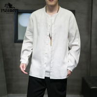 传奇保罗(CHUANQIBAOLUO)中国风男装衬衫中式唐装汉服棉麻衬衣复古风茶禅服立领上衣服