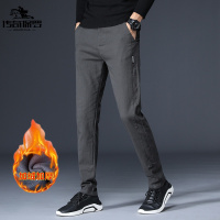 传奇保罗(CHUANQIBAOLUO)秋冬款中年男士休闲裤宽松直筒爸爸装商务西裤加绒加厚男裤子