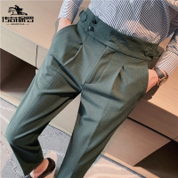 传奇保罗(CHUANQIBAOLUO)发型师男那不勒斯垂感高腰直筒裤条纹休闲裤子潮西裤男长裤XKA07