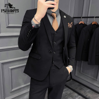 传奇保罗(CHUANQIBAOLUO)西装套装021秋冬英伦风韩版修身男士大码西服三件套商务西装男
