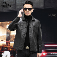 传奇保罗(CHUANQIBAOLUO)夹克中青年男式外套21秋季新款翻领柔软牛皮真皮皮衣男