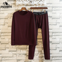 传奇保罗（CHUANQIBAOLUO）秋冬大码胖子打底T恤裤子套装秋衣秋裤长袖男装纯色宽松加肥加大肥佬