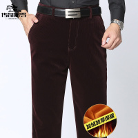 传奇保罗(CHUANQIBAOLUO)冬季加绒休闲裤男中老年灯芯绒男裤子宽松直筒爸爸加厚保暖条绒裤
