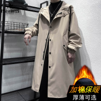传奇保罗(CHUANQIBAOLUO)加棉风衣男士中长款英伦风加绒外套秋冬韩版潮流帅气宽松大衣潮牌