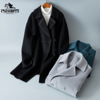 传奇保罗(CHUANQIBAOLUO)2021冬羊毛欧版中长款大衣宽松款式 羊毛男装黑 男士风衣外套