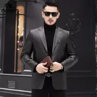 传奇保罗(CHUANQIBAOLUO)真皮皮衣男春秋西装西服皮衣绵羊皮中青年皮西服单皮衣两粒扣