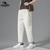 传奇保罗(CHUANQIBAOLUO)轻熟风垂感九分裤男春夏新款锥形休闲裤韩版网红潮流时尚白色裤子