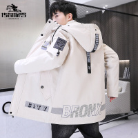 传奇保罗(CHUANQIBAOLUO)风衣男春秋季中长款褂子薄款服韩版潮流学生休闲夹克男士连帽外套