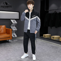 传奇保罗(CHUANQIBAOLUO)灯芯绒22春季新款青少年休闲套装男两件套简约夹克