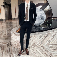 传奇保罗(CHUANQIBAOLUO)韩版休闲西装两件套男春秋季新款帅气职业正装修身西服套装伴郎礼服