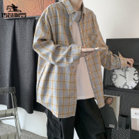 传奇保罗(CHUANQIBAOLUO)22春夏新款港风ins长袖格子衬衫青少年学生衬衣小清新外套男中性