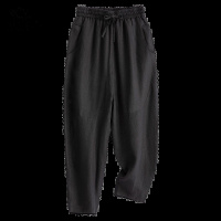 传奇保罗(CHUANQIBAOLUO)夏季薄款九分亚麻裤男小脚宽松大码垮裤中国风棉麻休闲束脚哈伦裤