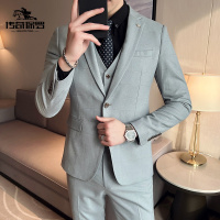 传奇保罗(CHUANQIBAOLUO)男士西服套装青年上班面试职业正装三件套高品质婚礼商务休闲西装男