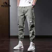 传奇保罗(CHUANQIBAOLUO)男士休闲裤新款宽松束脚工装裤子春春秋薄款哈伦九分裤男装潮牌