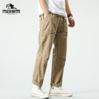 传奇保罗(CHUANQIBAOLUO)2022秋季新款工装裤黑卡其色休闲裤潮牌大码日系青年潮流宽松男士