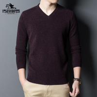 传奇保罗(CHUANQIBAOLUO)高品质羊毛衫毛衣男士秋冬中年12针V领休闲简约羊毛针织衫