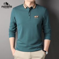 传奇保罗(CHUANQIBAOLUO)秋冬新款长袖T恤男士中青年翻领纯色polo衫时尚潮流休闲百搭上衣