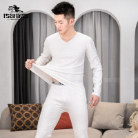 传奇保罗(CHUANQIBAOLUO)2022新款保暖内衣套装潮男压花加厚德绒秋冬休闲舒适