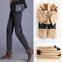 佚貌YIMAO 加绒运动裤女2021冬季羊羔绒加厚卫裤宽松休闲加长秋冬外穿保暖棉裤