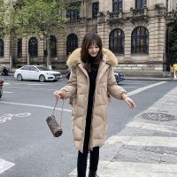 佚貌YIMAO 2021冬季新款中长款大毛领加厚宽松显瘦白鸭绒羽绒服女外套