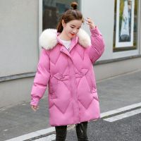 佚貌YIMAO 2021冬季女装韩版修身保暖羽绒棉外套女式棉衣配大毛领