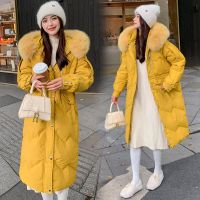 佚貌YIMAO 女装冬季2021时尚韩版收腰长款连帽狐狸毛领厚羽绒服