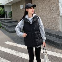 佚貌YIMAO 2021新款冬装女韩版宽松立领羽绒棉马甲冬季无袖棉服背心外套黑色
