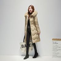 佚貌YIMAO 2021冬季新款女装冬季大码长款羽绒棉服女红色过膝大毛领棉服外套