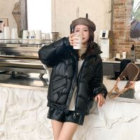 佚貌YIMAO 棉服女2021年新款冬季免洗亮面棉衣女学生韩版短款保暖棉袄外套