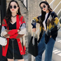 帝紫规秋装新款女毛衣外套慵懒风春秋宽松韩版红色闺蜜学院针织开衫