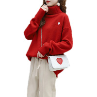 帝紫规绵羊绒新款冬季女装毛衣女套头宽松高领针织衫百搭洋气上衣潮