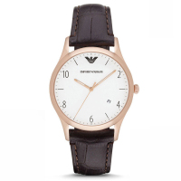 阿玛尼(EMPORIO ARMANI)手表 男 欧美品牌 男士商务正装休闲简约时尚潮流 皮带石英表 男AR1915