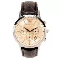 阿玛尼(EMPORIO ARMANI)欧美品牌 钢带皮带手表 多功能商务休闲 三眼运动 简约时尚石英表男 AR2433