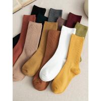 纯色袜子女中筒袜春秋款ins潮纯棉黑色长袜长筒堆堆袜女秋冬日系