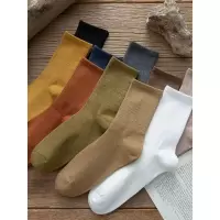 长袜子男士纯棉中筒袜ins潮全棉春秋防臭吸汗纯色秋冬黑色长筒袜