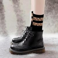 秋冬纯棉长筒袜子女ins潮中筒袜外穿长袜秋季配皮鞋马丁靴袜春秋