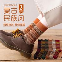 长袜子女ins潮中筒袜复古民族风毛线高帮春秋长筒冬季纯棉堆堆袜
