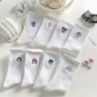 秋夏季薄款可爱日系白色袜子女中筒袜ins潮纯棉长筒袜