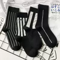 春夏季复古简约条纹男士袜ins潮 学院风百搭舒适防臭吸汗中长筒袜