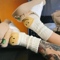 男女中筒潮袜子KAPITAL平田和宏袜子小众笑脸撞色毛线针织袜子