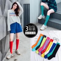 袜子女春秋季jk小腿袜及膝袜薄款ins潮彩色中筒袜纯棉女长筒袜子