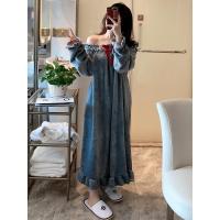 睡裙女春秋冬季珊瑚绒长款加厚韩版睡袍法兰绒长袖性感睡衣
