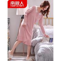 纯棉长袖女睡裙韩版长款过膝睡衣春秋季全棉宽松大码家居服