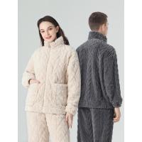 2021情侣睡衣女冬长袖珊瑚绒加厚法兰绒高领居家服套装男