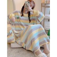 睡衣女秋冬长袖珊瑚绒宽松大码可爱学生法兰绒春秋家居服长款睡裙